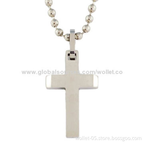 Wholesale Cross Pendant Necklace, Made of 316L Stainless Steel, Accepts Customization